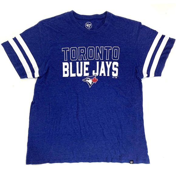 TORONTO Blue Jays MLB '47 Brand Club Strip Men's T-Shirt Royal Blue Size L - Picture 1 of 6